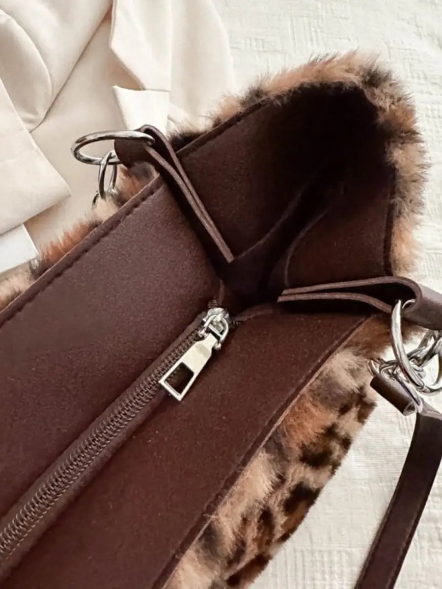 Faux Fur Leopard Shoulder Bag - Love Salve